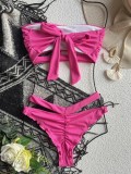 Pink Bandeau High Cut Bikini Two Piece Set