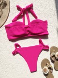 Pink Halter Cami Bikini Two Piece Set