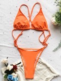 Orange Triangle Cami Bra High Cut One Piece Swimsuit