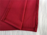Red O-Neck Sleeveless Keyhole Side Slit Midi Dress