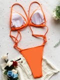 Orange Triangle Cami Bra High Cut One Piece Swimsuit
