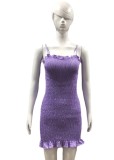 Purple Cami Ruffles Skinny Mini Dress
