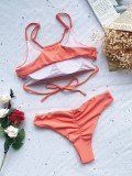 Pink U-Neck High-Leg Cami Bikini Two Piece Set