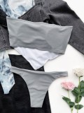 Grey Irregular Bandeau Bikini Two Piece Set
