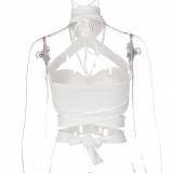 White Halter Cut Out Crop Top