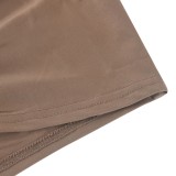 Khaki Halter Sleeveless Cami Crop Top and High Waist Pants 2PCS Set