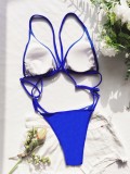 Blue Triangle Cami Bra High Cut One Piece Swimsuit