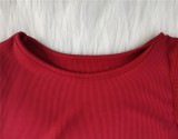 Red O-Neck Sleeveless Keyhole Side Slit Midi Dress