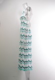 Wavy Striped Print White Knitted Sleeveless Backless Long Dress
