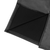 Black PU Leather Cami Sleeveless Hollow Out Slit Bodycon Midi Dress
