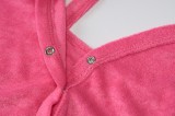 Pink Button Halter Cami Mini Dress