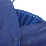 Metallic Blue V-Neck Cami Midi Dress