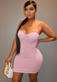 Pink Sleeveless Cami Slinky Mini Bustier Dress