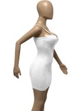 White Sleeveless Cami Slinky Mini Bustier Dress