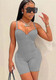 Grey Sleeveless Cami Slinky Mini Bustier Rompers