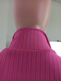 Rose Turndown Collar V-Neck Short Sleeves Slit Long Dress