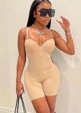 Khaki Sleeveless Cami Slinky Mini Bustier Rompers