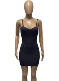 Black Sleeveless Cami Slinky Mini Bustier Dress