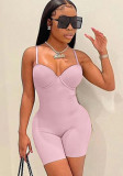 Pink Sleeveless Cami Slinky Mini Bustier Rompers