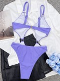 Purple O-Ring High Cut One Piece Swimsuit