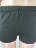 Black O-Neck Short Sleeves Crop Top and High Waist Piping Shorts 2PCS Set