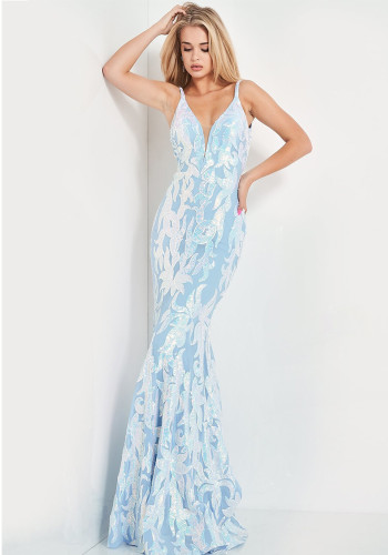 Blue Embroidery Cami Sleeveless Bodycon Mermaid Maxi Dress