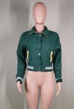 Green Button Open Long Sleeves Jacket with Pocket