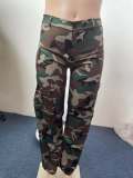 Plus Size Camo Green High Waisted Cargo Pants