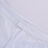 Sparkly White Turndown Collar Long Sleeves  Blazer