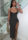Black Cami Sleeveless Side Slit Bodycon Maxi Dress
