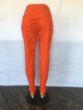 Orange High Waist Zip Fly Straight Jeans Pants