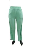 Light Green Ruffle Fashion Pants with Side Stripe