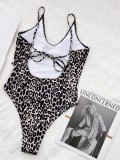 Leopard Print Cami Slim Fit One Piece Swimsuit