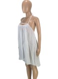 Plus Size White Halter Sleeveless Cami Mini Loose Dress