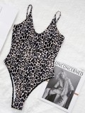 Leopard Print Cami Slim Fit One Piece Swimsuit