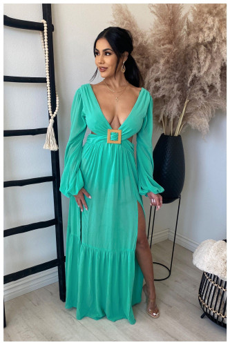 Lake Blue Sexy Deep V Neck Cut Out Dress