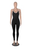 Black Cami Sleeveless Slim Fit Piping Jumpsuit