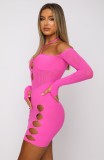 Rose Square Neck Hollow Out Mini Sheath Dress with Half Gloves