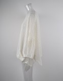 White Crochet Long Sleeves Loose Cover-Up with Pocket