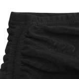 Black Mesh See Through Deep-V Long Sleeves and Mini Skirt 2PCS Set