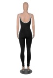 Black Cami Sleeveless Slim Fit Piping Jumpsuit