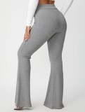 Grey Casual High Waist Elasticated Pants
