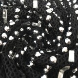 Black Rhinestone Halter Sleeveless Backless Cami Mini Dress