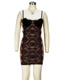Black Mesh Lace Cami Sleeveless Bodycon Mini Dress