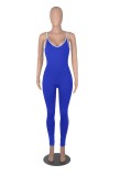 Blue Cami Sleeveless Slim Fit Piping Jumpsuit