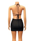 Black Cami Halter Sleeveless Cut Out Backless Mini Dress