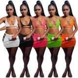 Black Cami Bikini and Hollow Out Mini Skirt 3PCS Swimwear