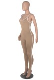 Nude Cami Sleeveless Slim Fit Piping Jumpsuit