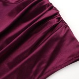Solid Silk Midi Neck Short Sleeves Silt Maxi Dress