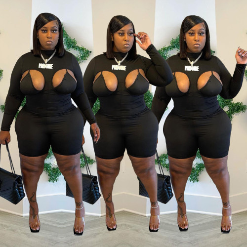 Plus Size Sexy Hollow Out Tight Rompers